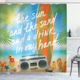 thumbnail image 1 of Ambesonne Saying Shower Curtain, Tropical Beach Surfboard, 69"Wx84"L, Multicolor, 1 of 3