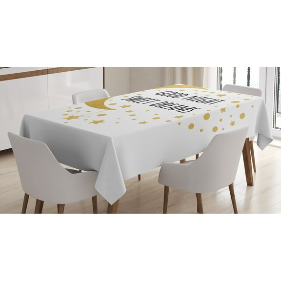 Ambesonne Saying Tablecloth Rectangular Table Cover, Cheerful Calligraphy, 60"x90", Sand Brown Black