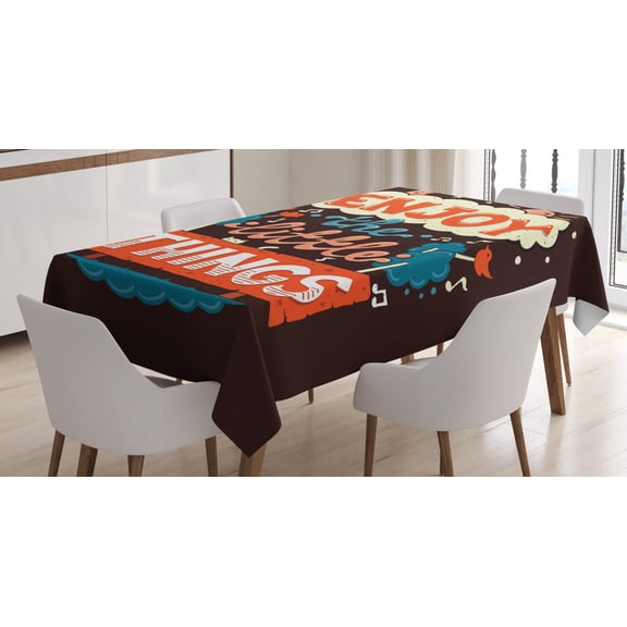 Ambesonne Saying Tablecloth Rectangular Table Cover, Funky Chirping Birds, 60"x84", Multicolor