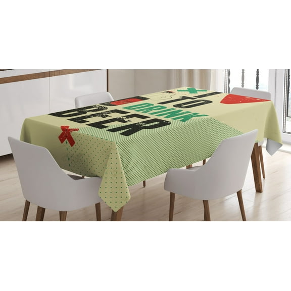 Ambesonne Saying Tablecloth Rectangular Table Cover, Love Beer Grunge Hand, 60"x84", Multicolor