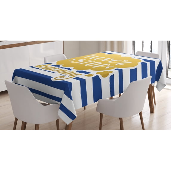 Ambesonne Saying Tablecloth Rectangular Table Cover, Maritime Vintage Navy, 60"x90", Yellow Blue
