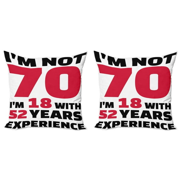 Ambesonne Saying Throw Pillow Cover 2 Pack, 52 Years Experience, 24", Dark Coral White