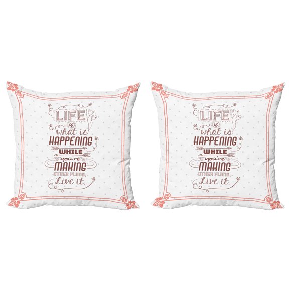 Ambesonne Saying Throw Pillow Cover 2 Pack, Attitude Art, 20", Peach Ruby