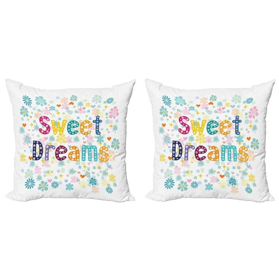 Ambesonne Saying Throw Pillow Cover 2 Pack, Calligraphy and Swirls, 20", Multicolor