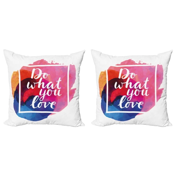Ambesonne Saying Throw Pillow Cover 2 Pack, Contemporary Theme Love Work, 24", Multicolor