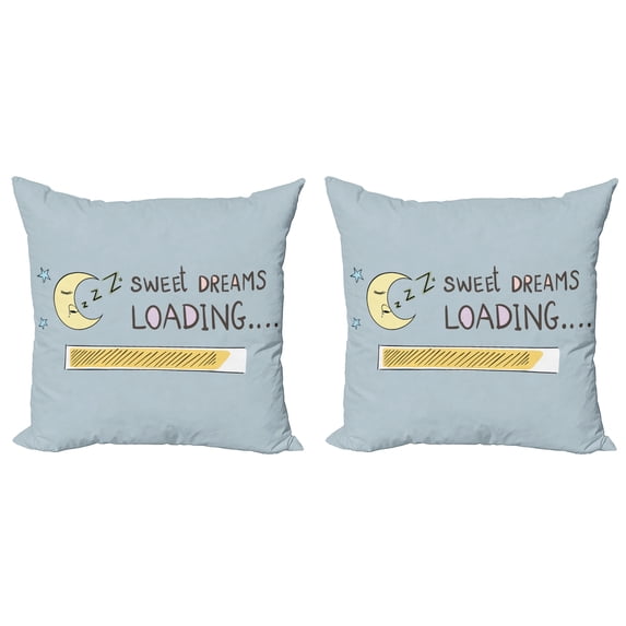Ambesonne Saying Throw Pillow Cover 2 Pack, Dreams Loading, 20", Multicolor