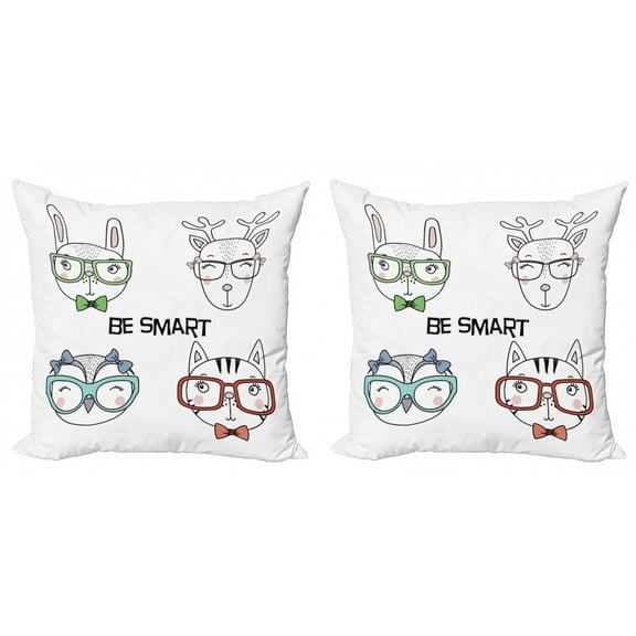 Ambesonne Saying Throw Pillow Cover 2 Pack, Funny Portraits Be Smart, 16", Multicolor