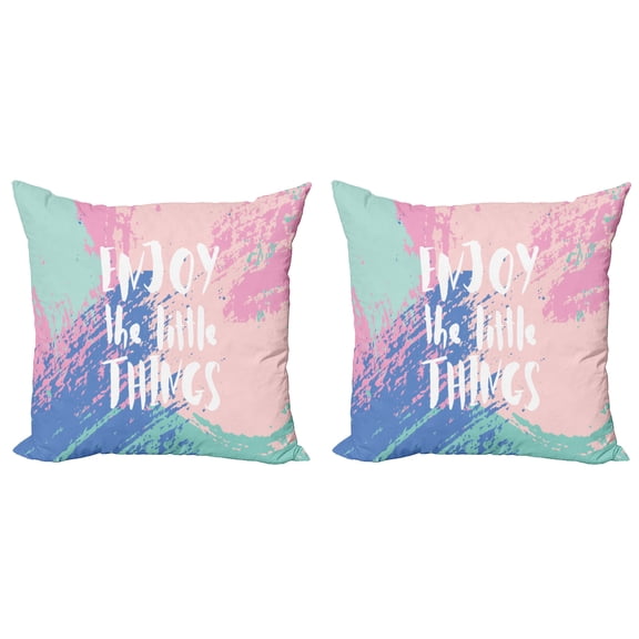 Ambesonne Saying Throw Pillow Cover 2 Pack, Grunge Color Smear Slogan, 18", Multicolor