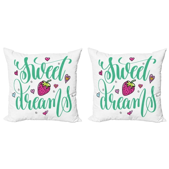 Ambesonne Saying Throw Pillow Cover 2 Pack, Hearts Strawberry, 24", Multicolor