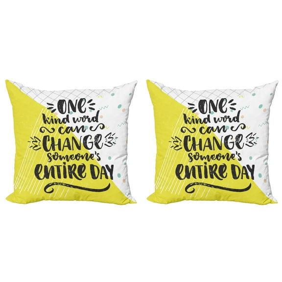 Ambesonne Saying Throw Pillow Cover 2 Pack, Iconic Memphis Style, 18", Multicolor