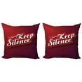 thumbnail image 1 of Ambesonne Saying Throw Pillow Cover 2 Pack, Keep Silence Modern Text, 16", Red Maroon and White, 1 of 5