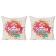 thumbnail image 1 of Ambesonne Saying Throw Pillow Cover 2 Pack, Lettering and Palms, 18", Multicolor, 1 of 7