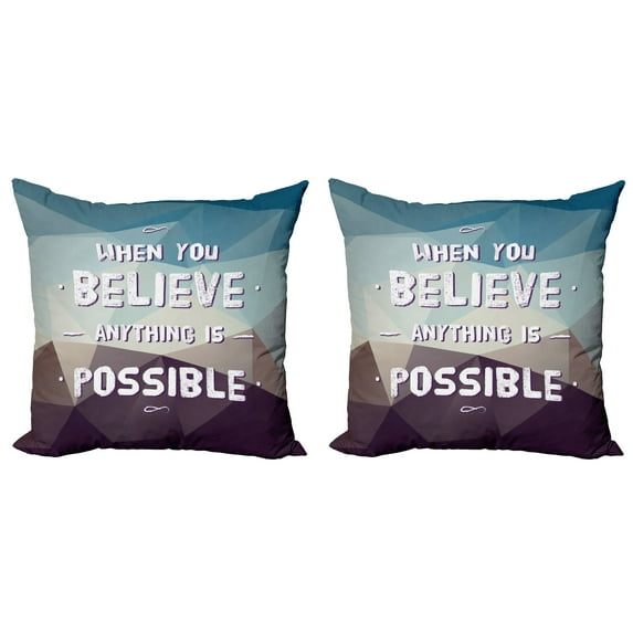Ambesonne Saying Throw Pillow Cover 2 Pack, Modern Polygonal Design, 20", Teal Brown
