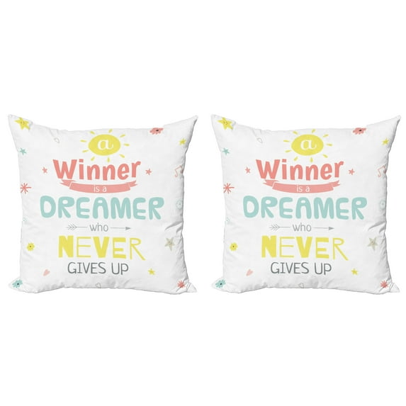 Ambesonne Saying Throw Pillow Cover 2 Pack, Positive Words, 20", Multicolor