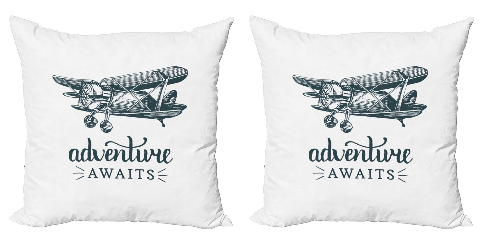 Ambesonne Saying Throw Pillow Cover Pack, Retro Airplane and