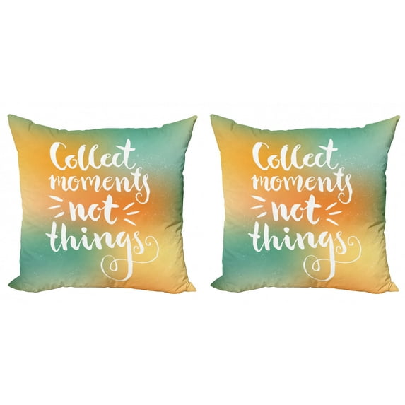 Ambesonne Saying Throw Pillow Cover 2 Pack, Romantic Saying Design, 20", Orange Seafoam and White