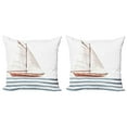 thumbnail image 1 of Ambesonne Saying Throw Pillow Cover 2 Pack, Sailing Theme Boat Waves, 18", Cinnamon Pale Blue, 1 of 5