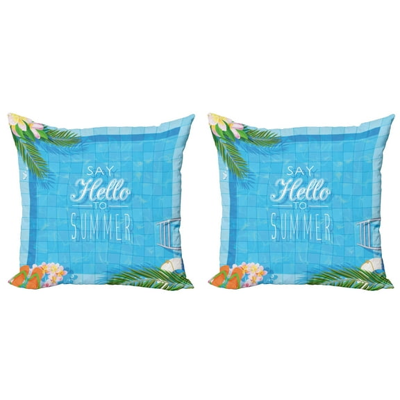 Ambesonne Saying Throw Pillow Cover 2 Pack, Summer Season Slogan, 18", Multicolor