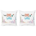 thumbnail image 1 of Ambesonne Saying Throw Pillow Cover 2 Pack, Travel World Lettering, 18", Multicolor, 1 of 2