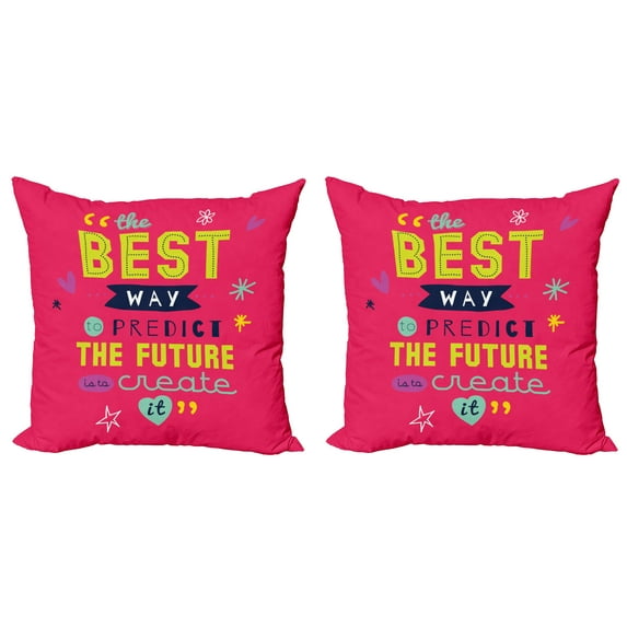 Ambesonne Saying Throw Pillow Cover 2 Pack, Typography, 16", Dark Coral Multicolor