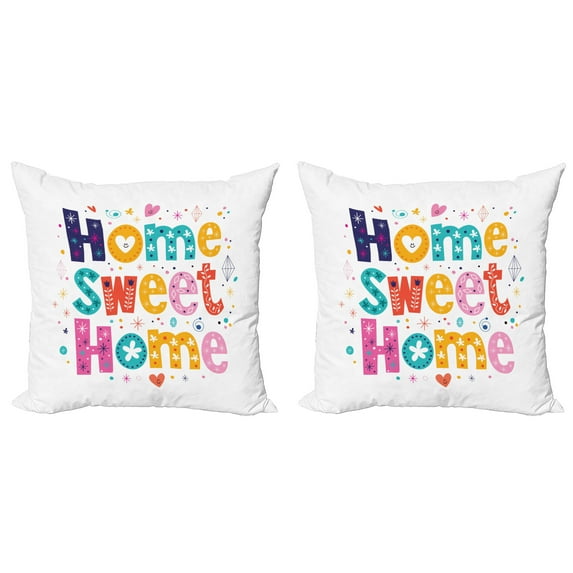 Ambesonne Saying Throw Pillow Cover 2 Pack, Typography Phrase, 16", Multicolor