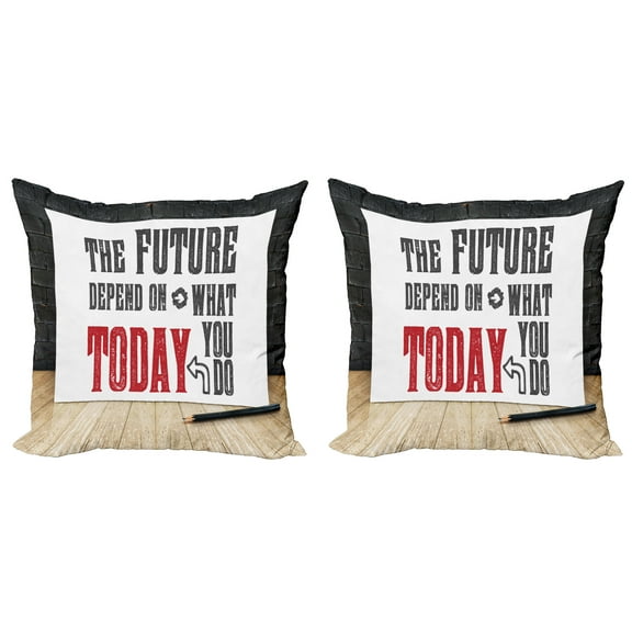 Ambesonne Saying Throw Pillow Cover 2 Pack, Wise Words Grungy Style, 24", Charcoal Grey Sand Brown