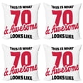 thumbnail image 1 of Ambesonne Saying Throw Pillow Cover 4 Pack, 70 Years Lettering Party, 20", Dark Coral White, 1 of 5
