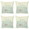 thumbnail image 1 of Ambesonne Saying Throw Pillow Cover 4 Pack, Birds and Waves Message, 24", Vermilion Blue Beige, 1 of 5