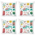 thumbnail image 1 of Ambesonne Saying Throw Pillow Cover 4 Pack, Cartoon Flowers and Animals, 24", Multicolor, 1 of 7