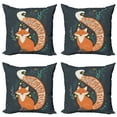 thumbnail image 1 of Ambesonne Saying Throw Pillow Cover 4 Pack, Cartoon Fox Funny Animal, 18", Multicolor, 1 of 7