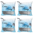 thumbnail image 1 of Ambesonne Saying Throw Pillow Cover 4 Pack, Come and Sing Message, 16", Pale Blue White, 1 of 7