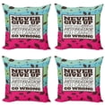 thumbnail image 1 of Ambesonne Saying Throw Pillow Cover 4 Pack, Frame Retro, 18", Magenta Aqua Brown, 1 of 6