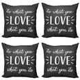thumbnail image 1 of Ambesonne Saying Throw Pillow Cover 4 Pack, Hand Lettering Typography, 18", Charcoal Grey and White, 1 of 7