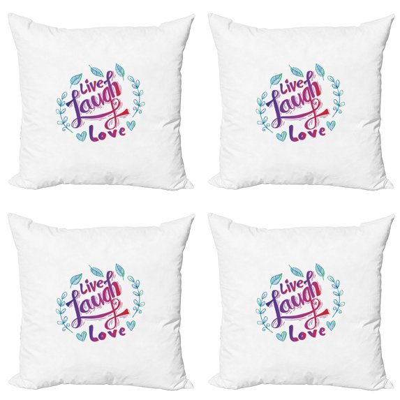 Ambesonne Saying Throw Pillow Cover 4 Pack, Inspiration Phrase, 18", Violet Red Violet Blue