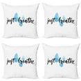 thumbnail image 1 of Ambesonne Saying Throw Pillow Cover 4 Pack, Just Breathe and Rain, 16", Pale Blue White, 1 of 2