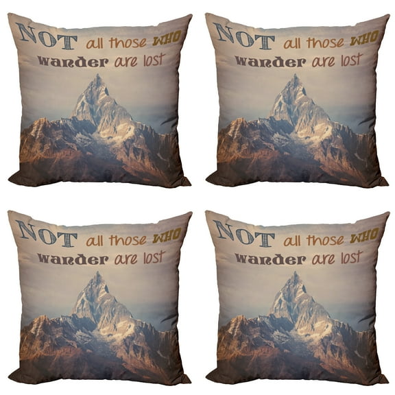 Ambesonne Saying Throw Pillow Cover 4 Pack, Landscape Photography, 24", Multicolor