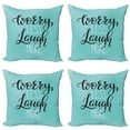thumbnail image 1 of Ambesonne Saying Throw Pillow Cover 4 Pack, Laugh More Worry Less Text, 18", Pale Blue Charcoal Grey, 1 of 5