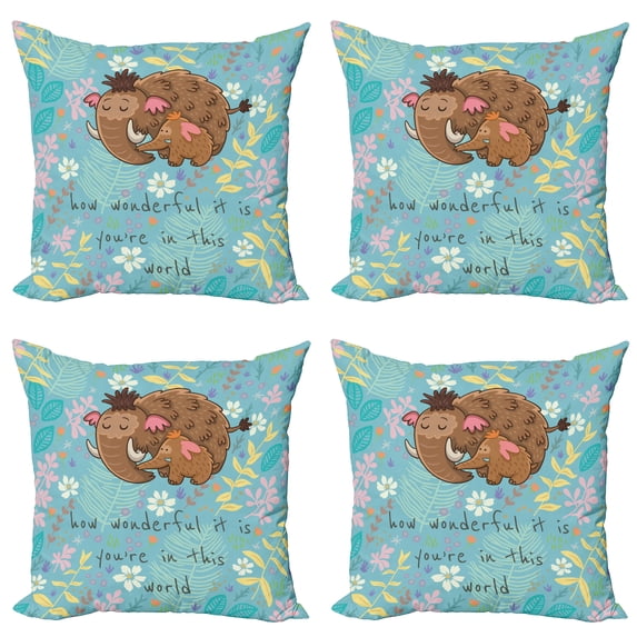 Ambesonne Saying Throw Pillow Cover 4 Pack, Mothers Day, 20", Multicolor