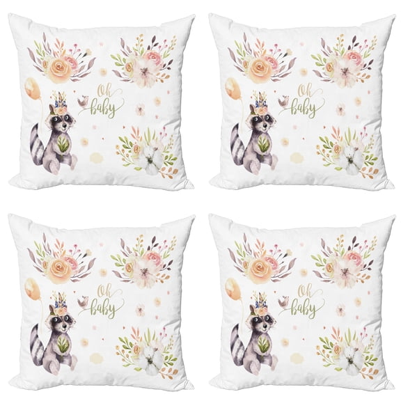 Ambesonne Saying Throw Pillow Cover 4 Pack, Oh in Middle, 16", Multicolor