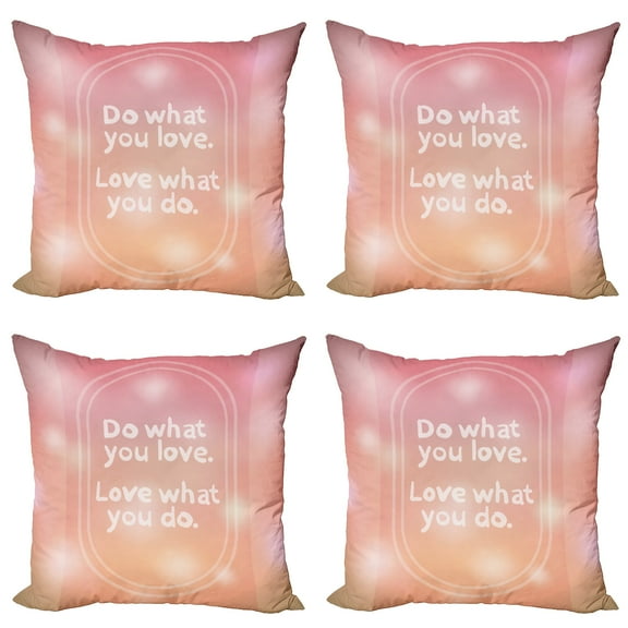 Ambesonne Saying Throw Pillow Cover 4 Pack, Pastel Colored Bokeh Effect, 24", Pale Peach Pale Yellow