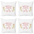 thumbnail image 1 of Ambesonne Saying Throw Pillow Cover 4 Pack, Peace Love Joy Berries, 20", Dark Coral Yellow Green, 1 of 5