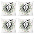 thumbnail image 1 of Ambesonne Saying Throw Pillow Cover 4 Pack, Romantic Bird, 18", Black Green Pink, 1 of 7