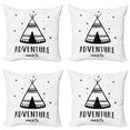 thumbnail image 1 of Ambesonne Saying Throw Pillow Cover 4 Pack, Stars Tent Doodle and Words, 24", White and Black, 1 of 2