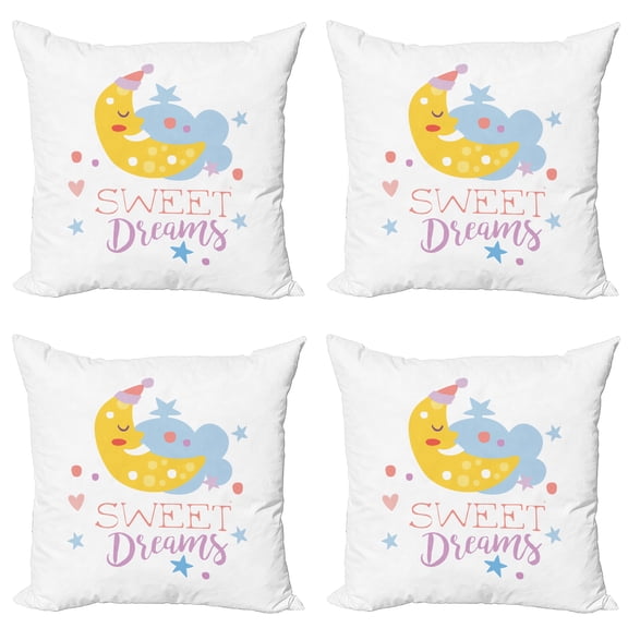 Ambesonne Saying Throw Pillow Cover 4 Pack, Stars and Moon, 16", Multicolor
