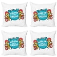 thumbnail image 1 of Ambesonne Saying Throw Pillow Cover 4 Pack, Wake up and Be Text, 16", Sky Blue Dark Coral, 1 of 5