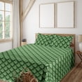 thumbnail image 1 of Ambesonne Scale Print Fitted & Flat Sheet with Sham 3 Pcs Set, Leafy Fish Skin Motif, Twin XL, Fern Green, 1 of 5
