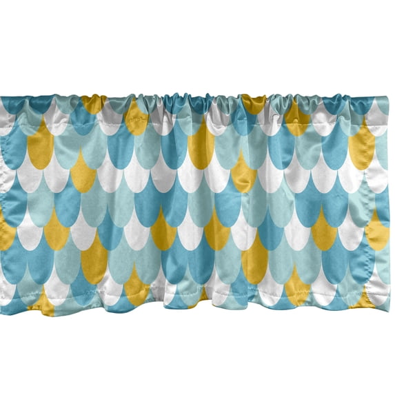 Ambesonne Scale Window Valance, Funny Simple Colorful Mermaid Tail Fish Skin Pattern, Curtain Valance for Kitchen Bedroom Decor with Rod Pocket, 54" X 18", Multicolor