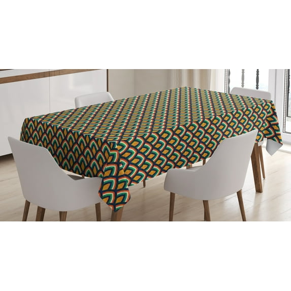Ambesonne Scales Tablecloth Rectangular Table Cover, Colorful Classic Stripes, 60"x90", Multicolor