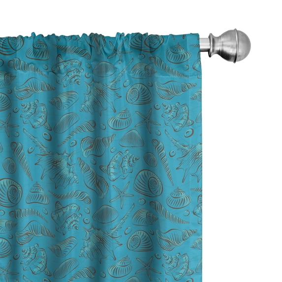 Ambesonne Scallop Curtains, Cool Tones Underwater Art, Pair of 28"x95", Sea Blue Dark Seafoam