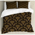 thumbnail image 1 of Ambesonne Scallop Duvet Cover Set, Retro Art Deco Seashells, 2-Calking, Caramel Charcoal Grey, 1 of 7